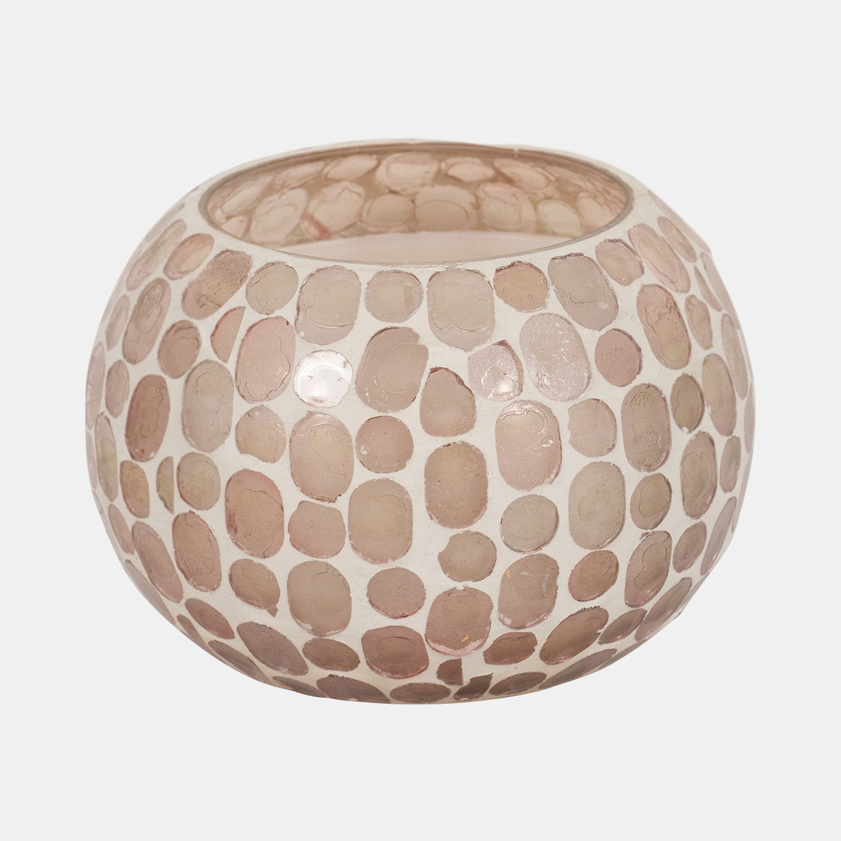 Glass, 5" 19 Oz Mosaic Scented Candle, Soft Pink from Sagebrook Home - Luna Furniture