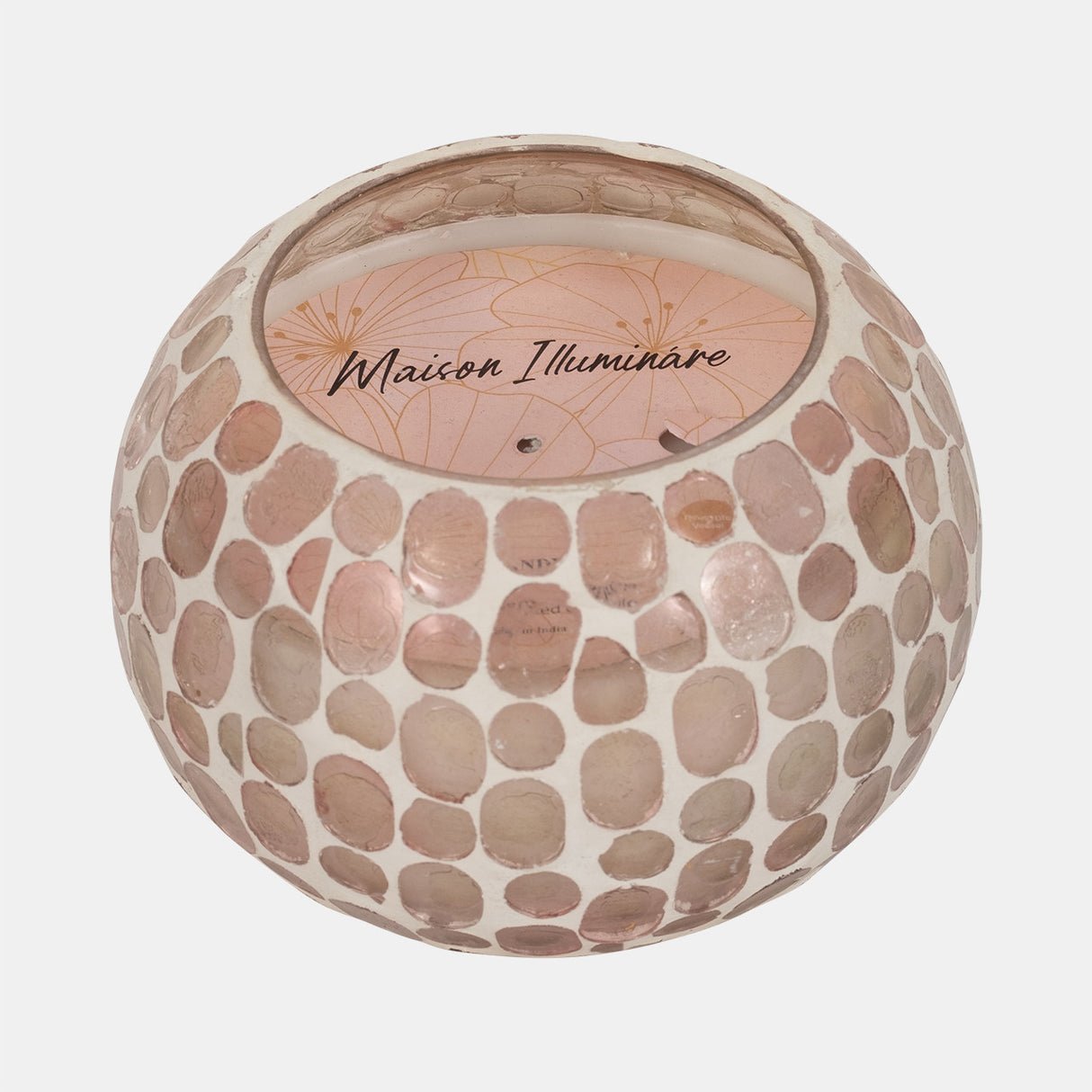 Glass, 5" 19 Oz Mosaic Scented Candle, Soft Pink from Sagebrook Home - Luna Furniture