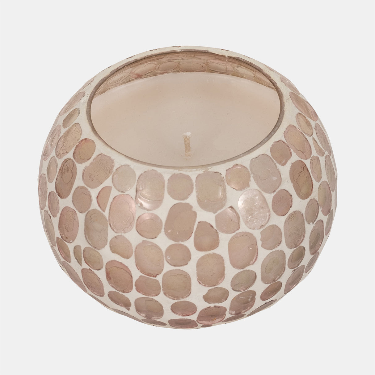 Glass, 5" 19 Oz Mosaic Scented Candle, Soft Pink from Sagebrook Home - Luna Furniture