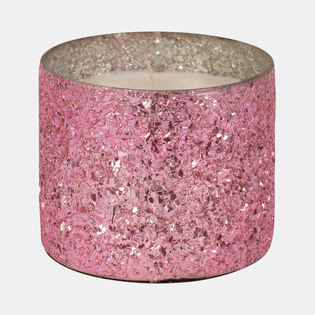 Glass, 5" 26 Oz Crackled Scented Candle, Pink from Sagebrook Home - Luna Furniture