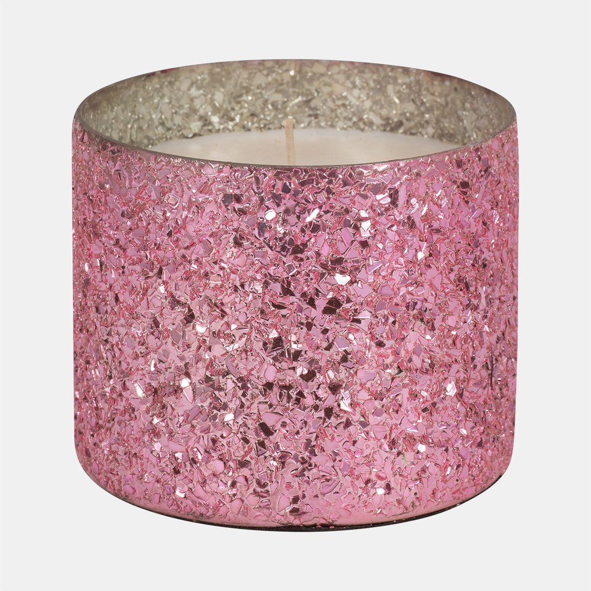 Glass, 5" 26 Oz Crackled Scented Candle, Pink from Sagebrook Home - Luna Furniture