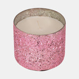 Glass, 5" 26 Oz Crackled Scented Candle, Pink from Sagebrook Home - Luna Furniture