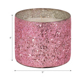 Glass, 5" 26 Oz Crackled Scented Candle, Pink from Sagebrook Home - Luna Furniture