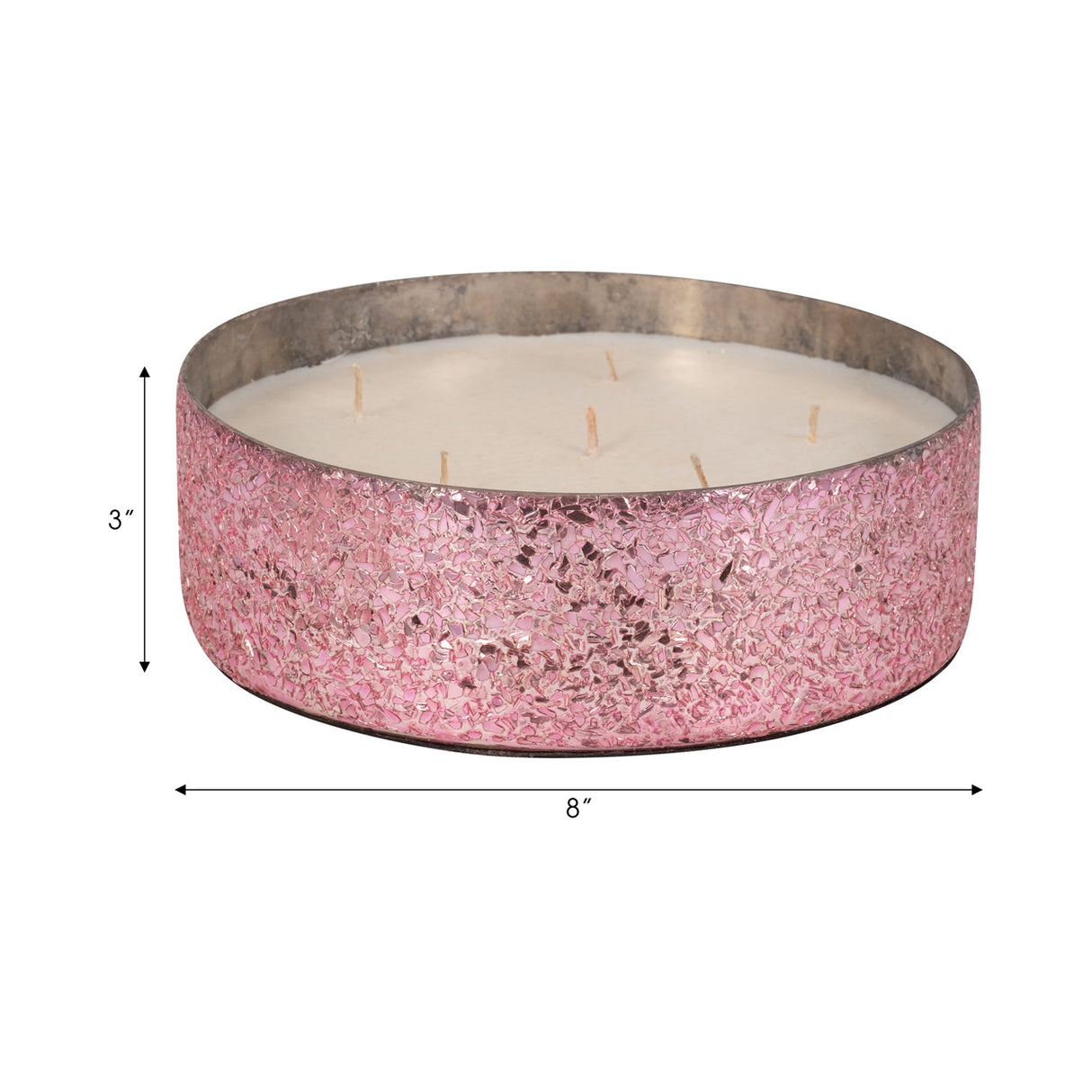 Glass, 8" 49 Oz Crackled Bowl Scented Candle, Pink from Sagebrook Home - Luna Furniture