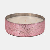 Glass, 8" 49 Oz Crackled Bowl Scented Candle, Pink from Sagebrook Home - Luna Furniture