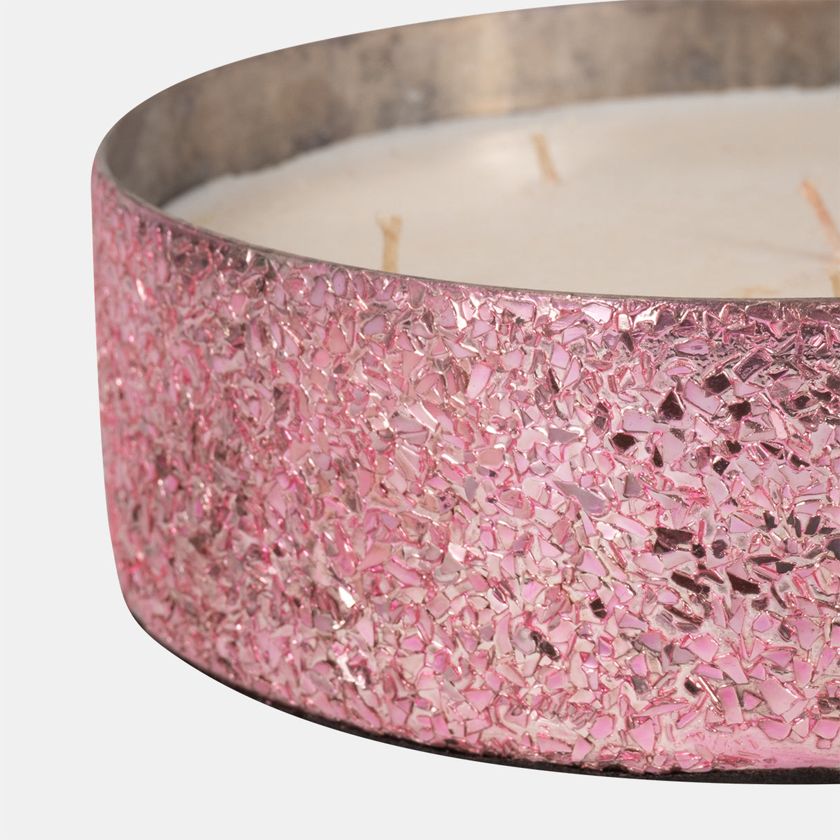 Glass, 8" 49 Oz Crackled Bowl Scented Candle, Pink from Sagebrook Home - Luna Furniture