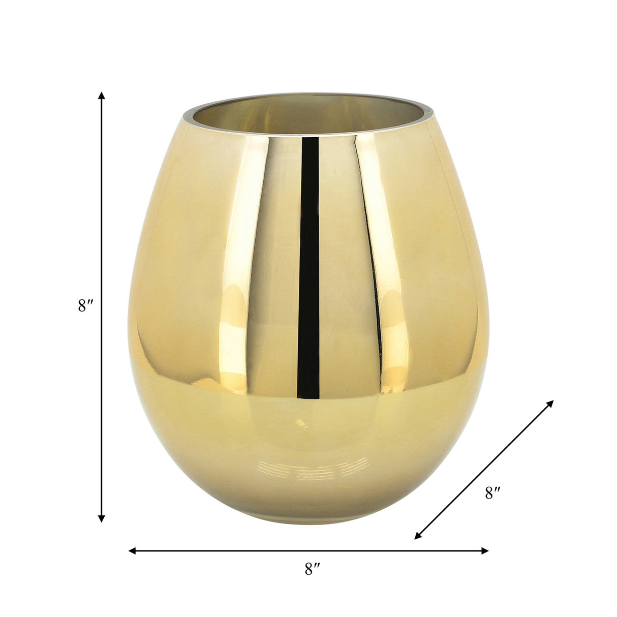 Glass 8"h Metallic Vase, Gold from Sagebrook Home - Luna Furniture