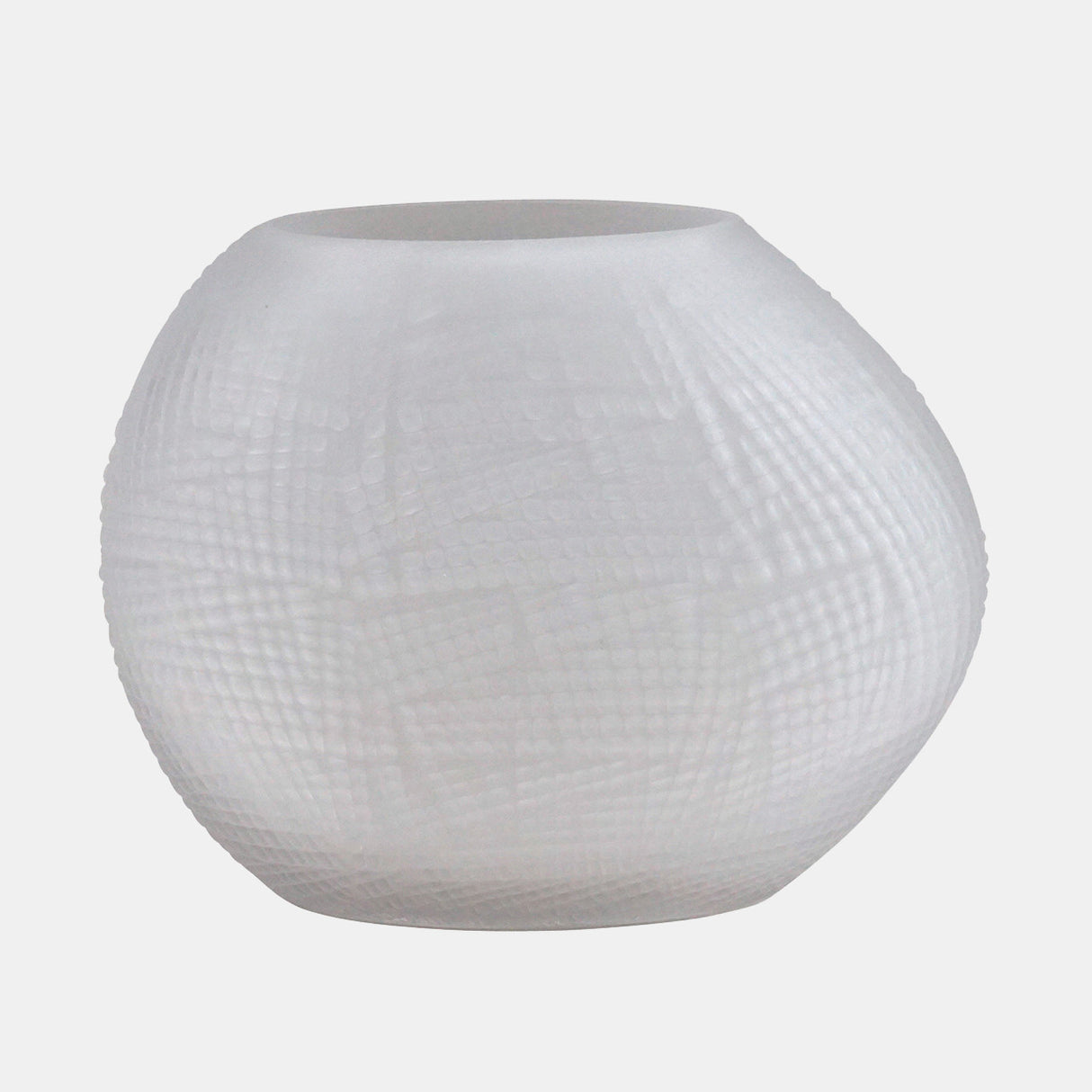 Glass 8"h Textured Vase, Frosted White from Sagebrook Home - Luna Furniture