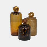 Glass, 8" Jar W/ Knot Lid Tortoise from Sagebrook Home - Luna Furniture