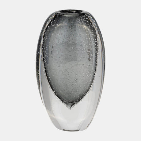 Glass, 9"h Ellipse Vase, Smoke - 17985