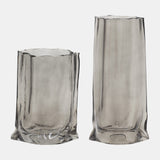 Glass, 9" Paper Bag Vase, Smoke from Sagebrook Home - Luna Furniture