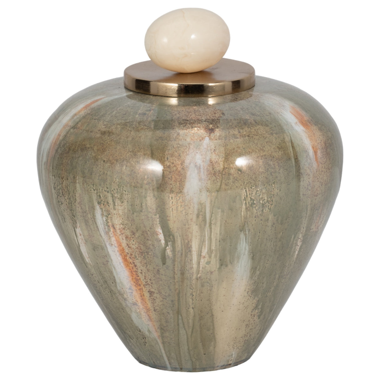 Glass, 9" Temple Vase W/ Resin Topper, Blush/green from Sagebrook Home - Luna Furniture