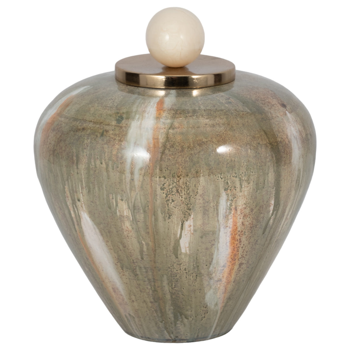 Glass, 9" Temple Vase W/ Resin Topper, Blush/green from Sagebrook Home - Luna Furniture