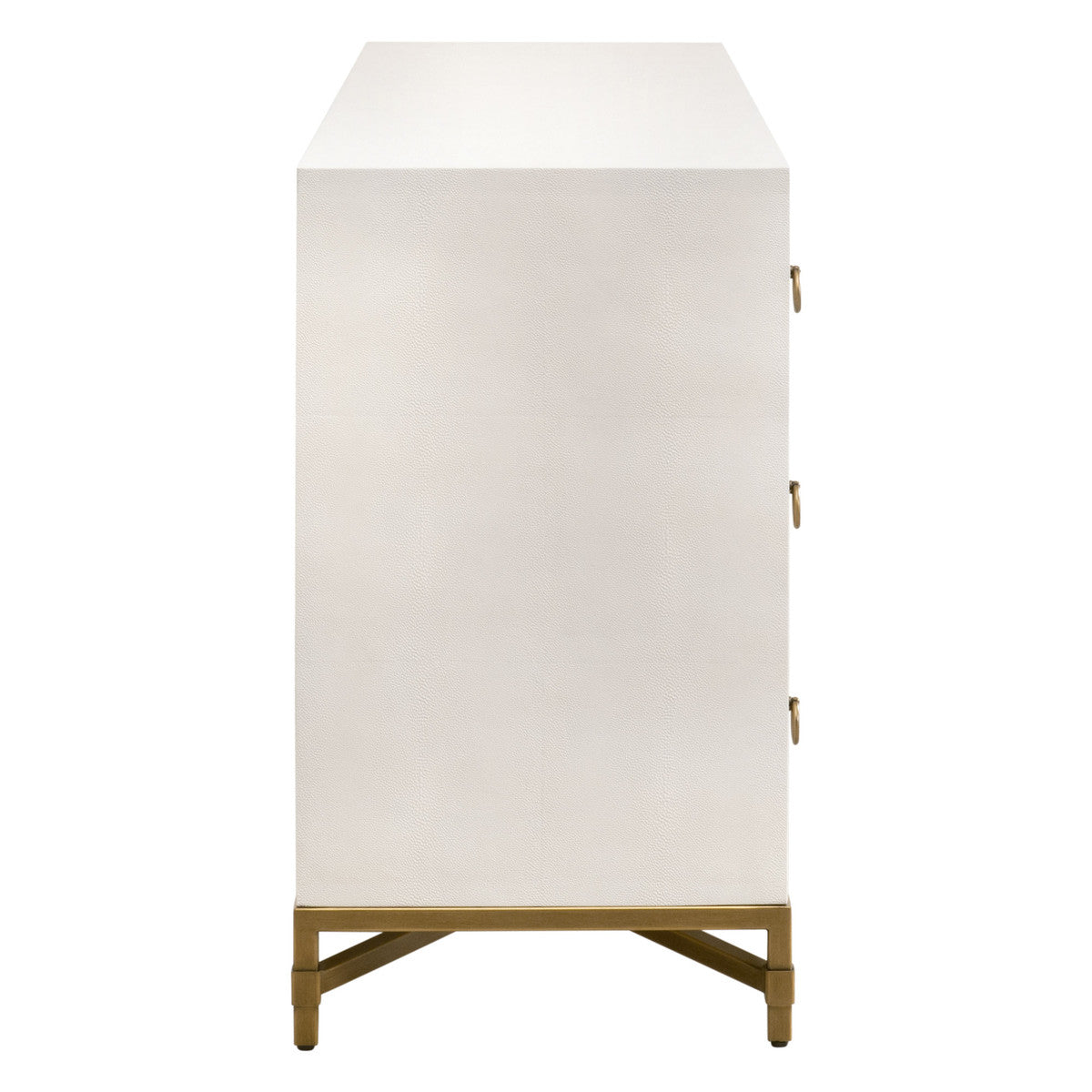 Strand Shagreen 6-Drawer Double Dresser in Pearl Shagreen, Brushed Gold - 6122.PRL-SHG/GLD