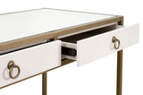 Strand Shagreen Desk in Pearl Shagreen, Brushed Gold - 6124.PRL-SHG/GLD