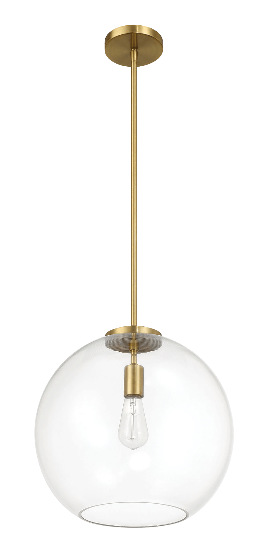 Gleam Single Light Pendant Lamp With Clear Globe Glass - Satin Brass - PNL03901001