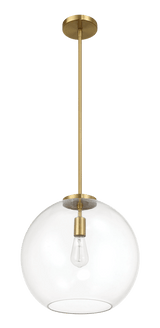 Gleam Single Light Pendant Lamp With Clear Globe Glass - Satin Brass - PNL03901001