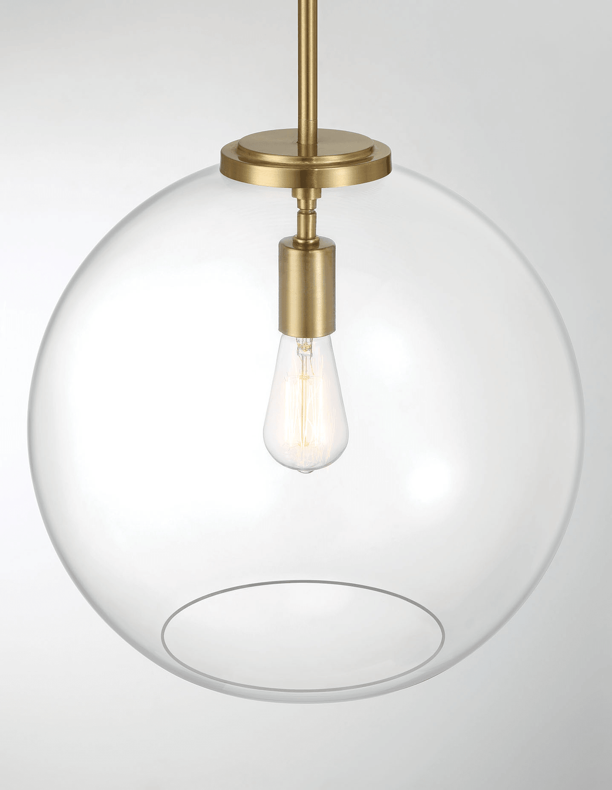 Gleam Single Light Pendant Lamp With Clear Globe Glass - Satin Brass - PNL03901001