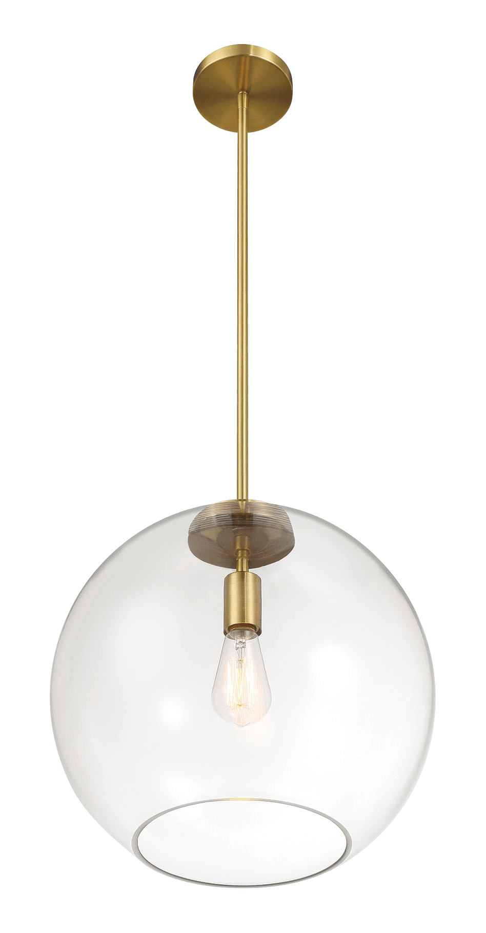 Gleam Single Light Pendant Lamp With Clear Globe Glass - Satin Brass - PNL03901001