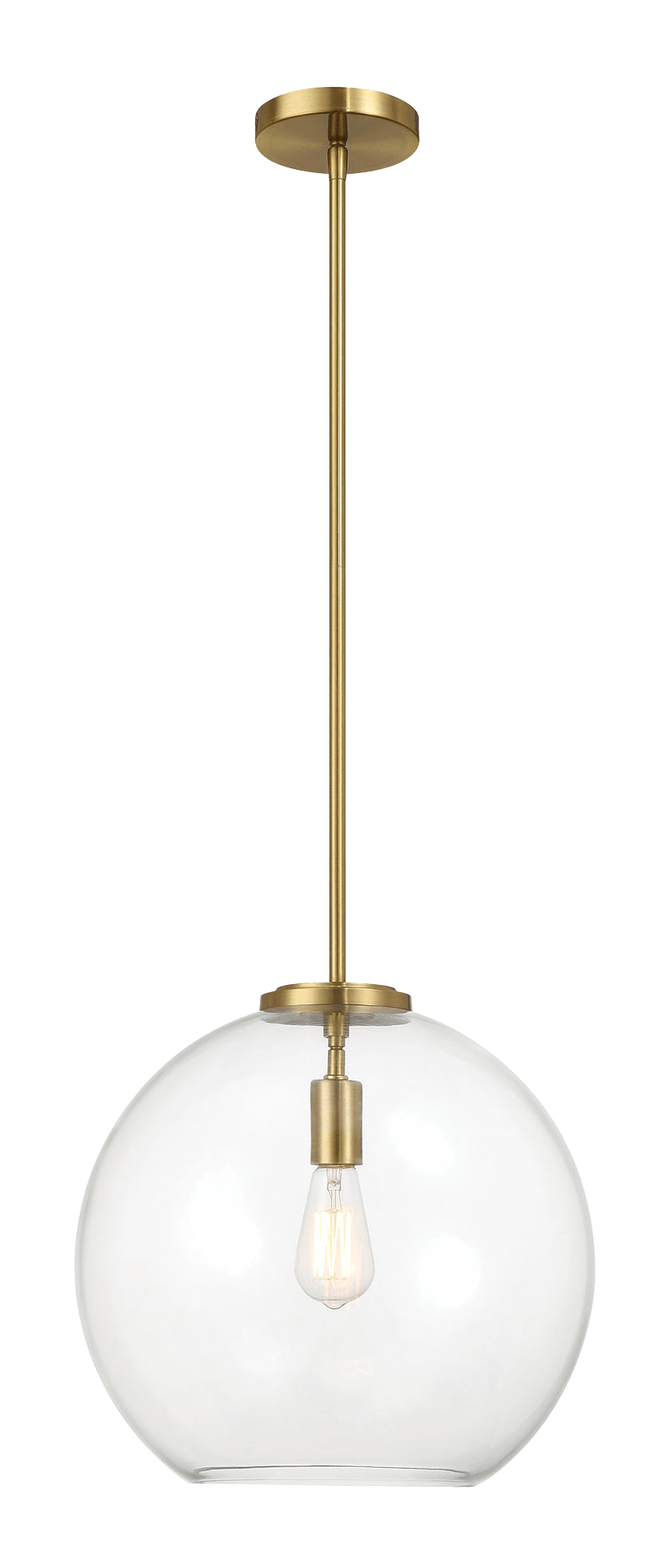 Gleam Single Light Pendant Lamp With Clear Globe Glass - Satin Brass - PNL03901001