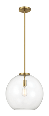 Gleam Single Light Pendant Lamp With Clear Globe Glass - Satin Brass - PNL03901001