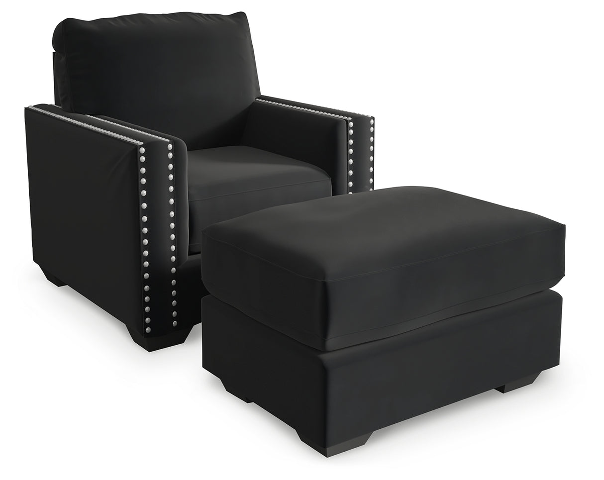 Gleston Chair and Ottoman in Onyx from Ashley - Luna Furniture