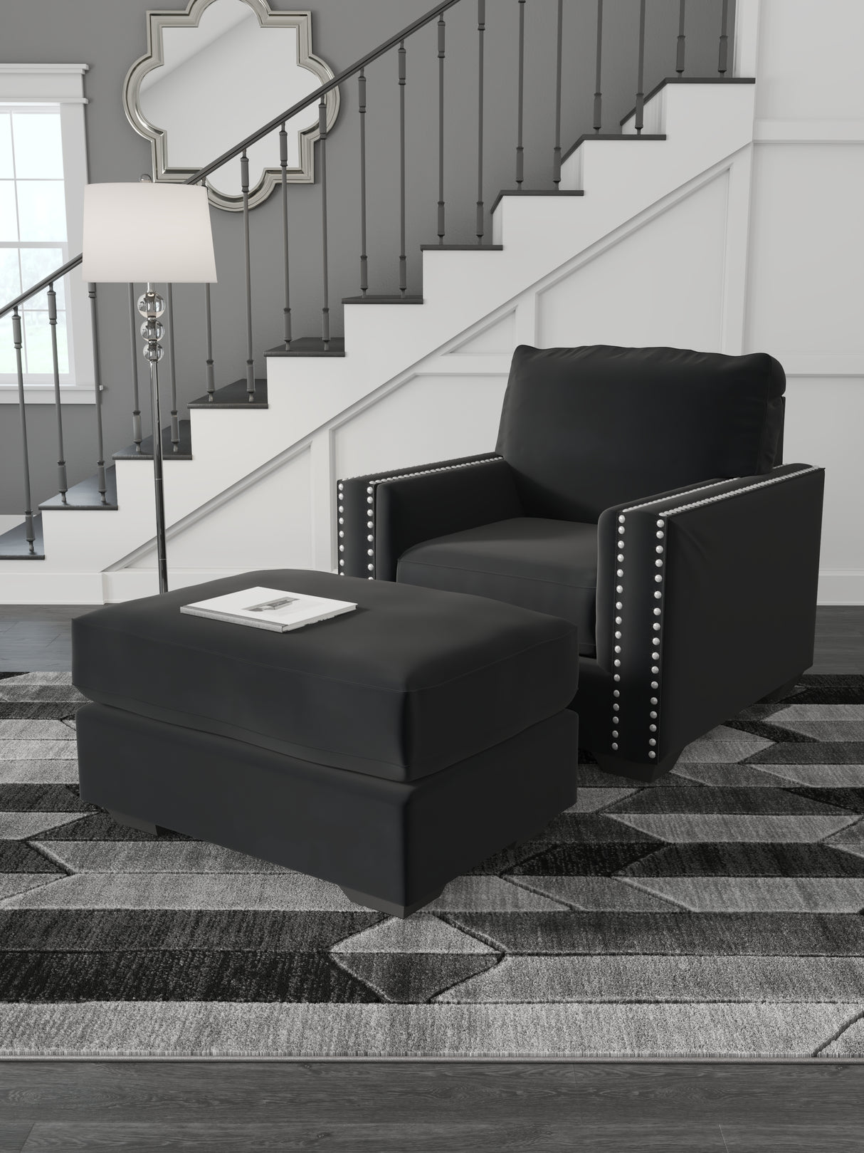 Gleston Chair and Ottoman in Onyx from Ashley - Luna Furniture