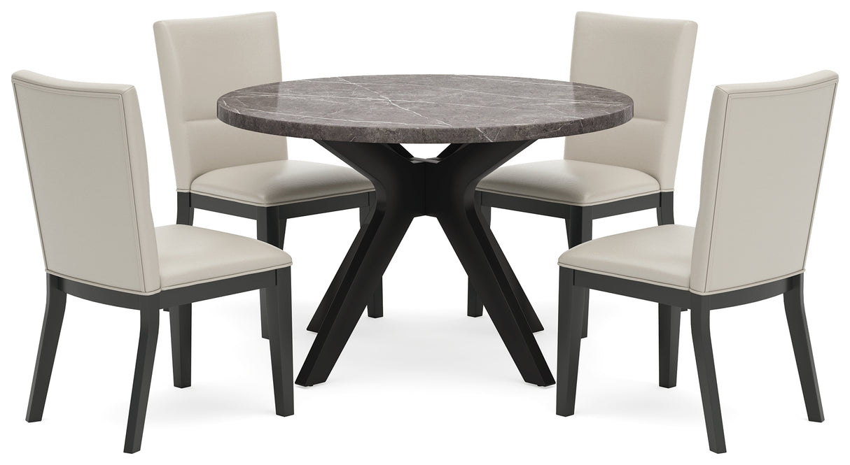 Glinari Dining Table and 4 Chairs in Taupe/Black from Ashley - Luna Furniture