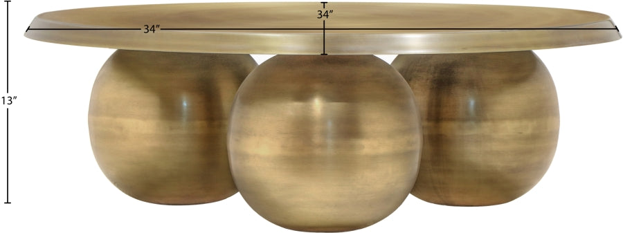 Globus Coffee Table in Gold from Meridian - Luna Furniture