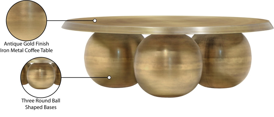 Globus Coffee Table in Gold from Meridian - Luna Furniture