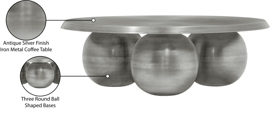 Globus Coffee Table in Silver from Meridian - Luna Furniture