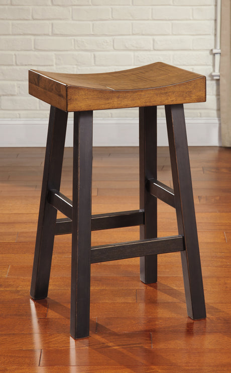 Glosco 2-Piece Bar Stool in Medium Brown/Dark Brown - PKG000050