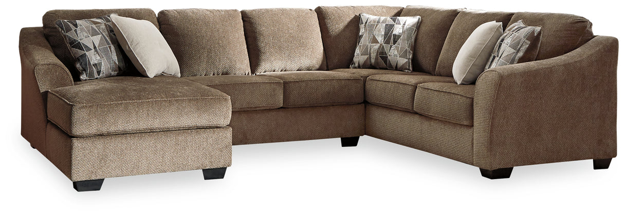 Graftin 3-Piece Sectional with Ottoman in Teak - PKG002366