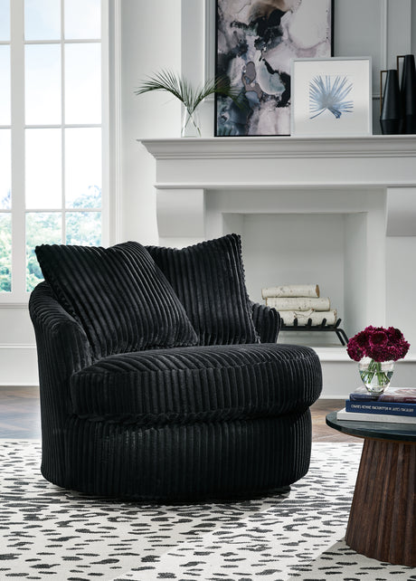 Gramwell Onyx Oversized Swivel Accent Chair - A3000725