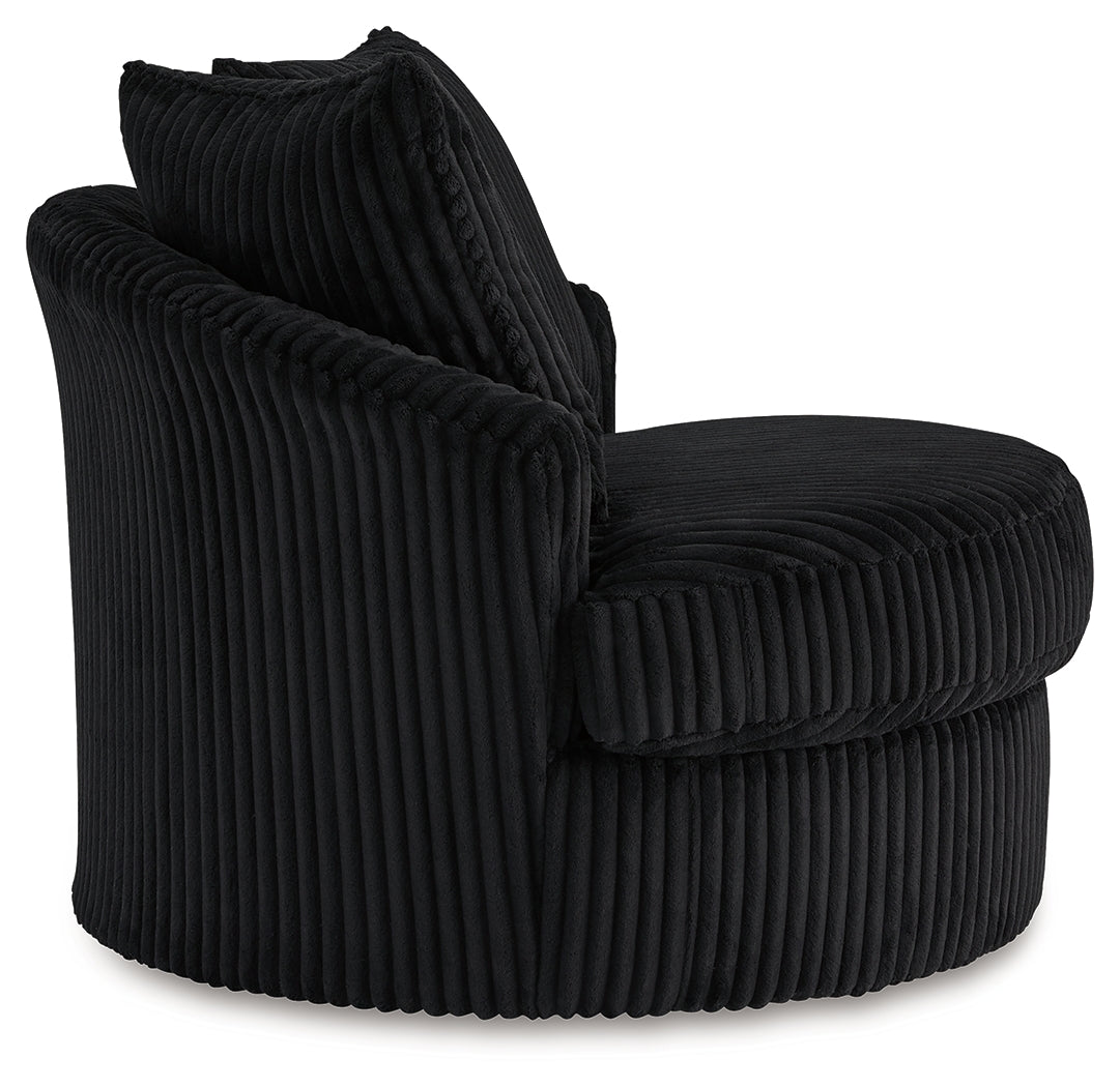 Gramwell Onyx Oversized Swivel Accent Chair - A3000725