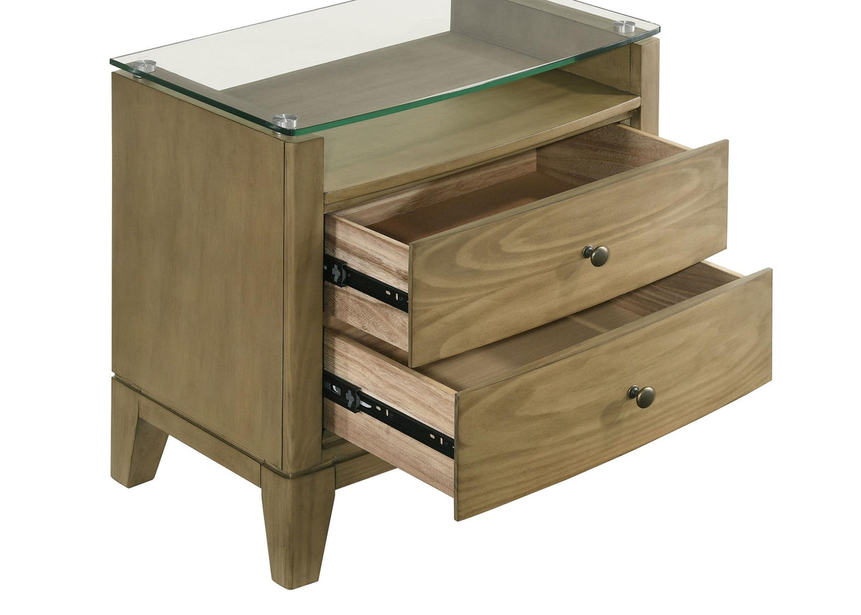 Granada 2-drawer Glass Top Nightstand Natural Pine from Coaster - Luna Furniture