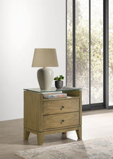 Granada 2-drawer Glass Top Nightstand Natural Pine from Coaster - Luna Furniture