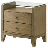 Granada 2-drawer Glass Top Nightstand Natural Pine from Coaster - Luna Furniture