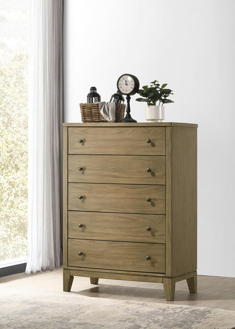 Granada 5-drawer Bedroom Chest of Drawers Natural Pine from Coaster - Luna Furniture