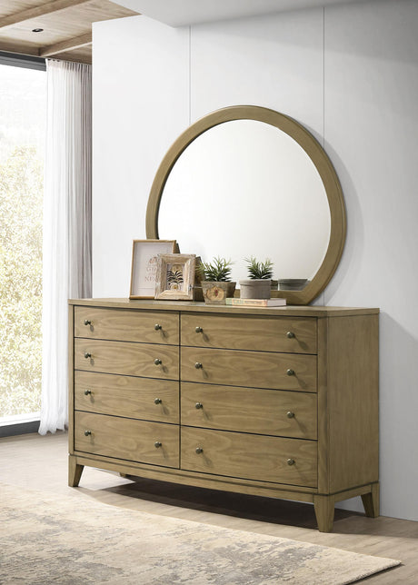 Granada 8-drawer Dresser and Mirror Natural Pine from Coaster - Luna Furniture