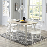 Grannen Dining Table and 4 Chairs in White/Natural - PKG010480