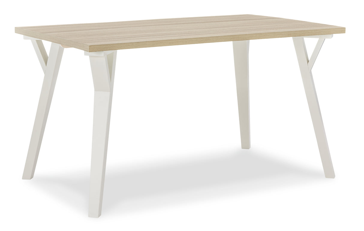 Grannen Dining Table and 4 Chairs in White/Natural - PKG010480