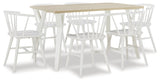 Grannen Dining Table and 6 Chairs in White/Natural - PKG010481