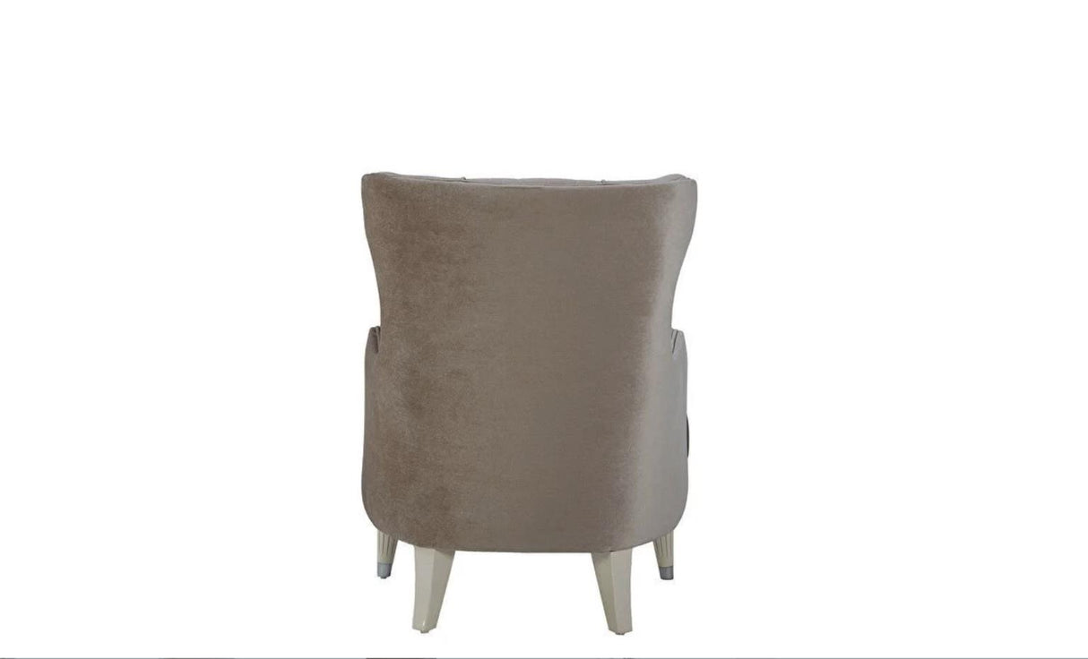 Gravita  Accent Chair (Deren Beige) /Ivory Legs - 15-GRA-202748-01-1