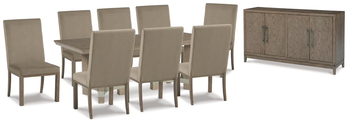 Chrestner Gray Dining Table and 8 Chairs with Server from Ashley - Luna Furniture