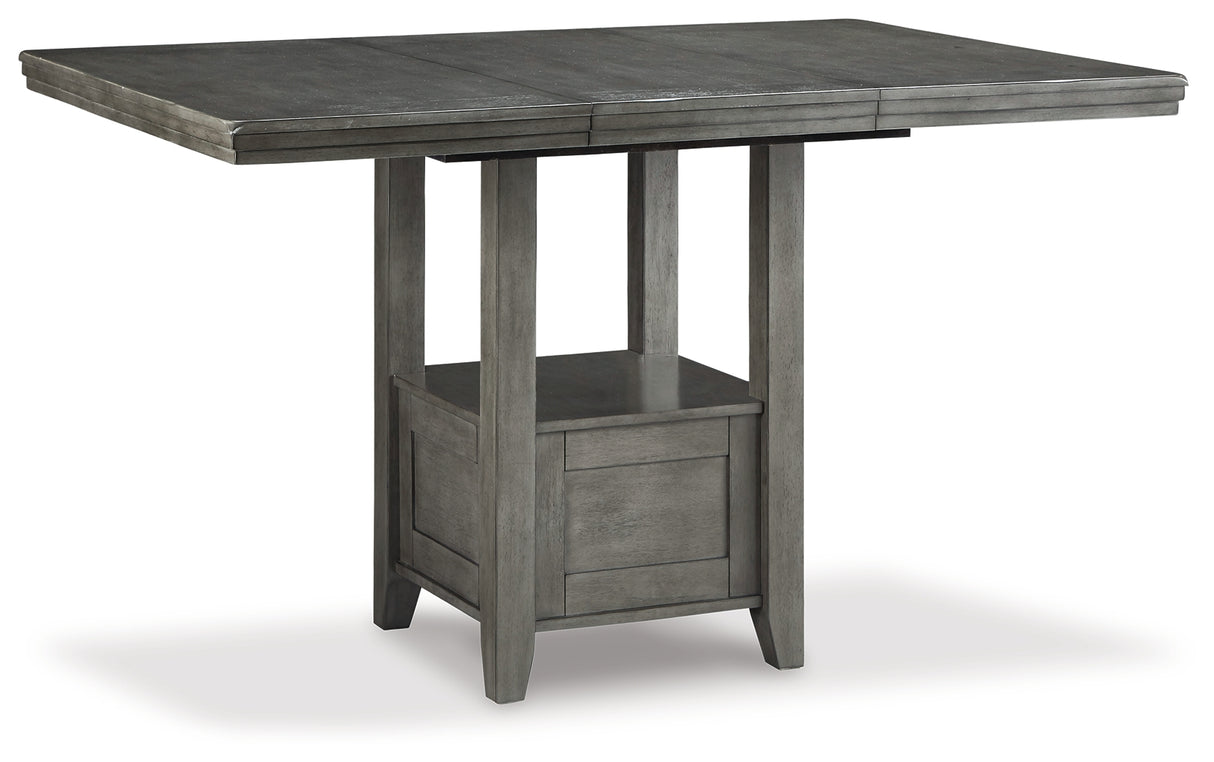 Gray Hallanden Counter Height Dining Table and 4 Barstools with Storage - PKG010490