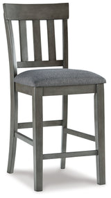 Gray Hallanden Counter Height Dining Table and 4 Barstools with Storage - PKG010490