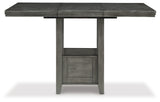 Gray Hallanden Counter Height Dining Table and 6 Barstools with Storage - PKG010491