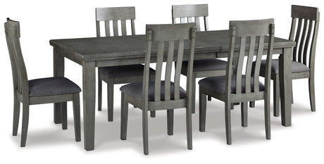 Gray Hallanden Dining Table and 6 Chairs - PKG010484