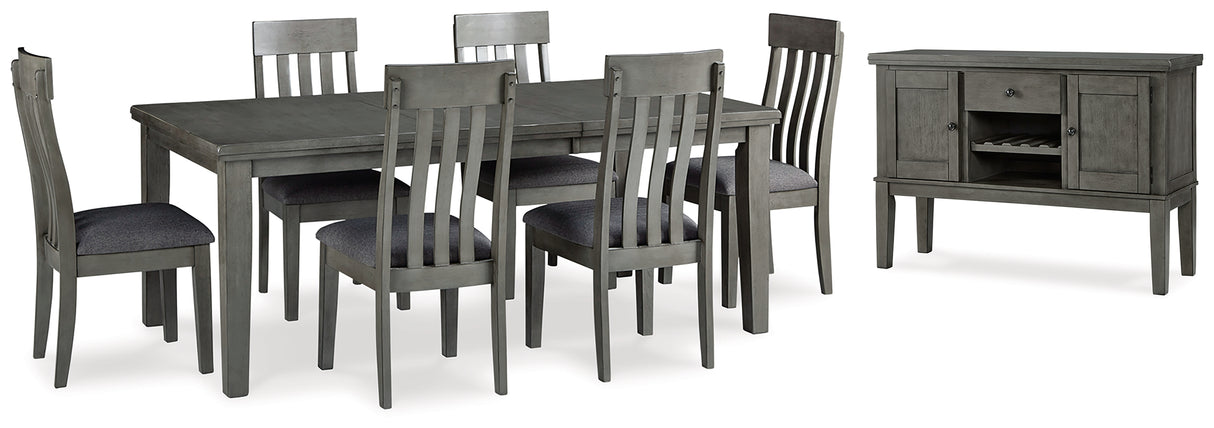 Gray Hallanden Dining Table and 6 Chairs with Storage - PKG010486